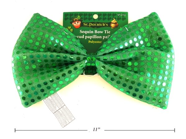 St. Patrick’s Day Green Sequin Bow Tie with Elastic