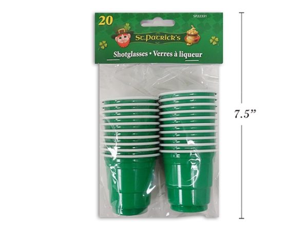 St. Patrick’s Day Disposable Green Beer Cup Shot Glasses – 2oz ~ 20 per pack