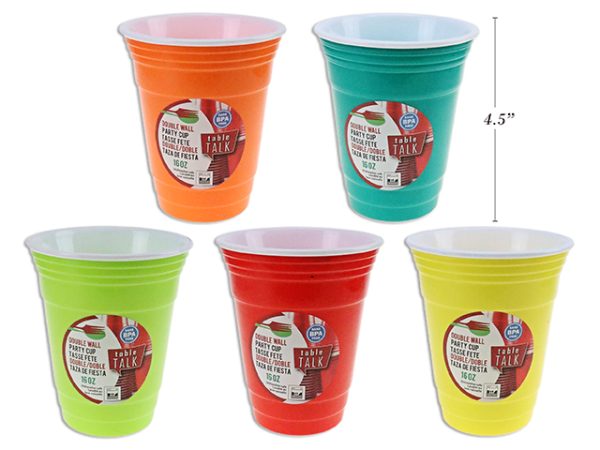 Double Wall Insulated Neon Party Cups ~ 16oz