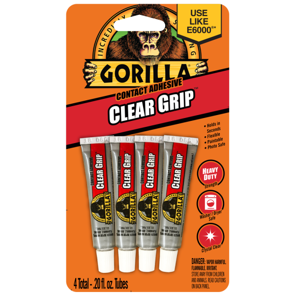 Gorilla Clear Grip Contact Adhesive Minis ~ 4 x 0.2oz tubes