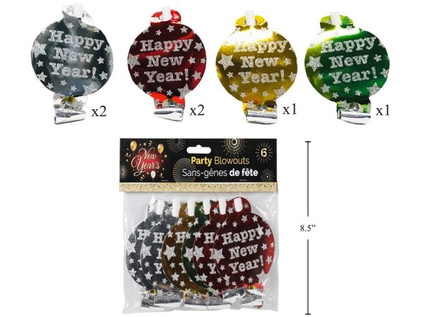 New Year’s Party Blowouts ~ 6 per pack
