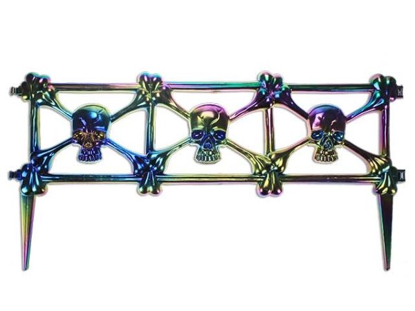 Halloween Iridescent Electroplated Skull Fence ~ 22.5″ (w) x 11.25″ (h)