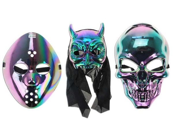 Halloween Cosmic Plated Masks ~ 3 assorted