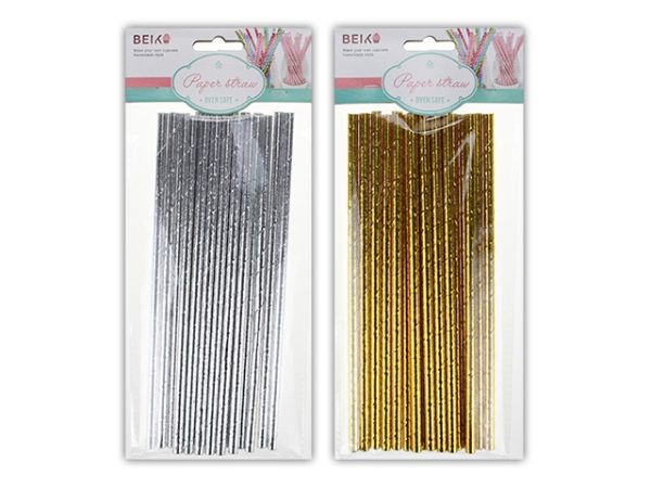 New Year’s Gold & Silver Paper Straws ~ 18 per pack