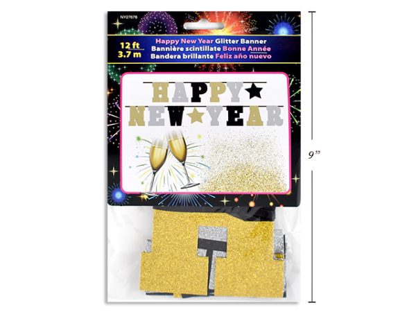 New Year’s Metallic/Glitter Banner ~ 12′