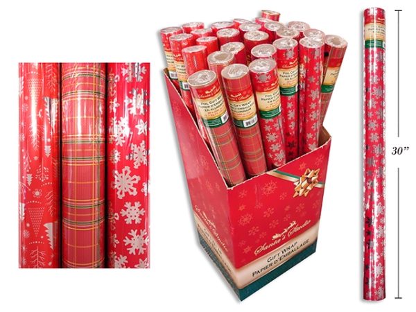 Christmas Single Roll Foil Wrapping Paper ~ 30″ x 200″