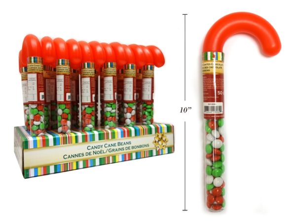 Christmas Plastic Cane with Candy Coated Milk Chocolate ~ 50gr