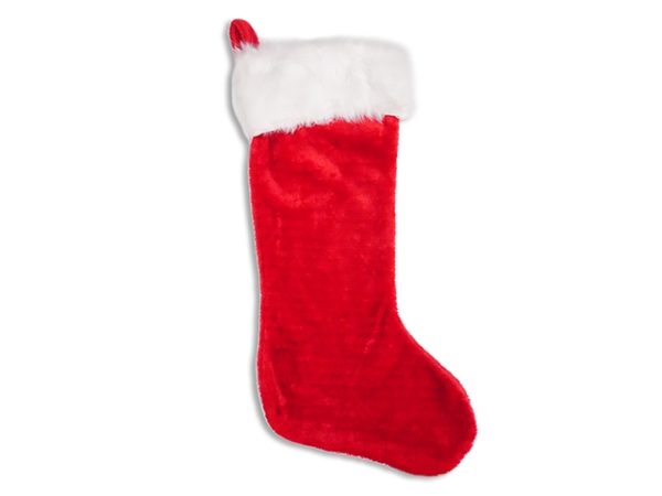 Christmas Plush Red & White Stocking ~ 28″L