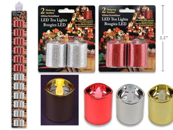 Christmas Metallic Flickering LED Votive Candles ~ 2 per pack