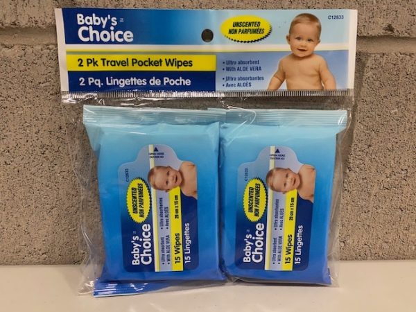 Baby’s Choice Unscented Travel Wipes – 15 per pack ~ 2 packages