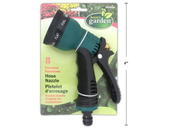 8-Function Hose Spray Nozzle with Rubber Grip
