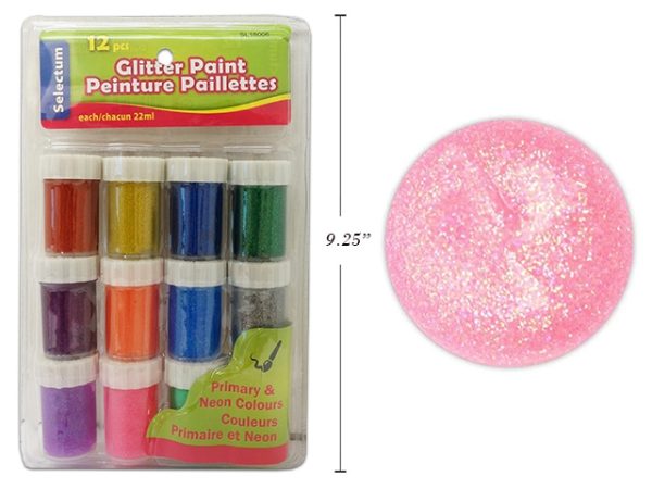 Selectum Glitter Paint – Primary & Neon Colors ~ 12 per pack