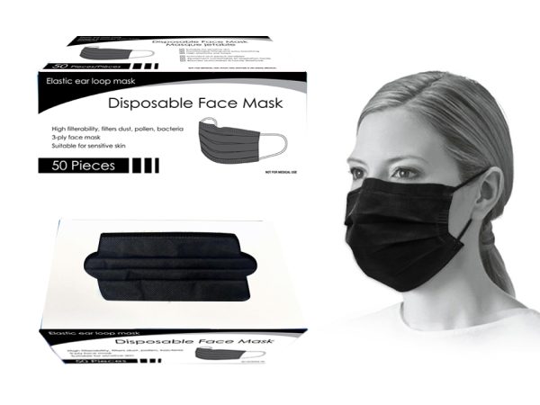 Bodico 3-Ply Disposable Mask – Black ~ 50 per box