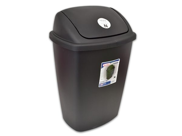 Sterilite Swing-Top Plastic Wastebasket – Black ~ 28 Litre