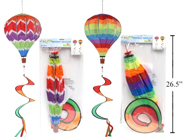 Rainbow Air Balloon Spiral Wind Spinner ~ 12″ x 55″L