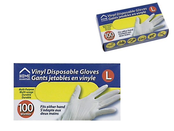 Vinyl Disposable Gloves – Large ~ 100 per box