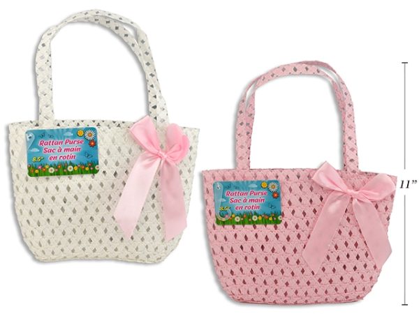 Easter Rattan Purse with Bow ~ 8.5″