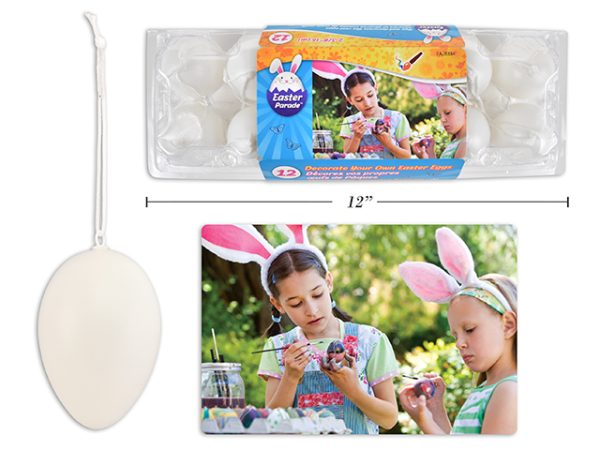 Easter White Decorate your own Eggs with String in Egg Carton – 2-3/8″ ~ 12 per pack