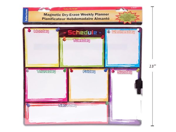 Selectum Magnetic Dry Erase Weekly Planner + Marker ~ 12.5″ x 10.4″