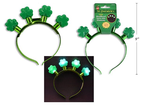 St. Patrick’s Day 4-LED Battery Operated Shamrock Headband