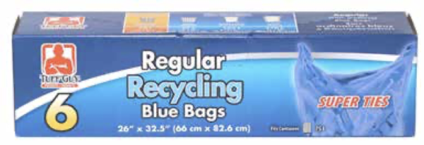 Tuff Guy Blue Recycling Bags ~ 6 per pack