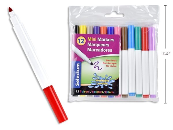 Selectum Mini Washable Markers ~ 12 per pack