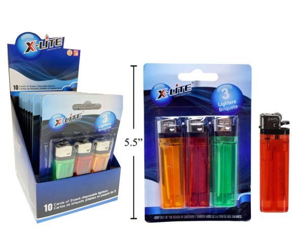X-Lite Disposable Clear Lighters ~ 3 per card