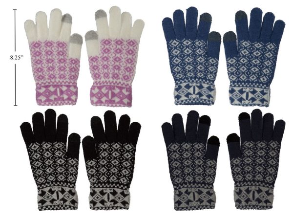 Ladies Jacquard Gloves with 2 Texting Fingers