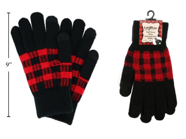 Adult Buffalo Plaid Touch Screen Gloves