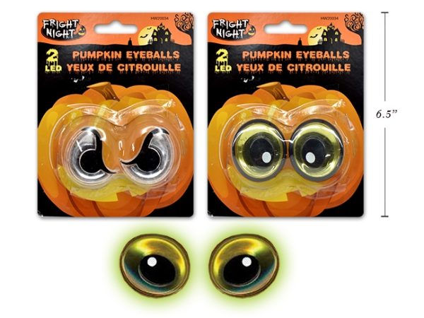 Halloween LED Flashing Silly Pumpkin Eyeballs – 2″ ~ 2 per pack