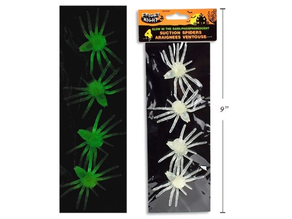Halloween Glow-in-the-Dark Suction Spiders – 3-1/8″ ~ 4 per pack