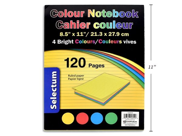 Selectum Ruled Notepad –  4 colors – 8.5″ x 11″ ~ 120 pages