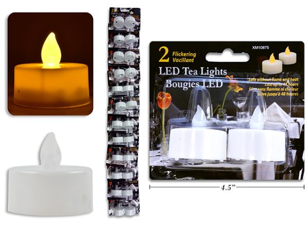 Flickering White LED Tealights ~ 2 per pack