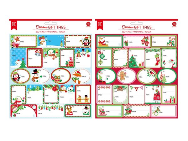 Christmas Self Adhesive Glitter Gift Tags ~ 40 per pack