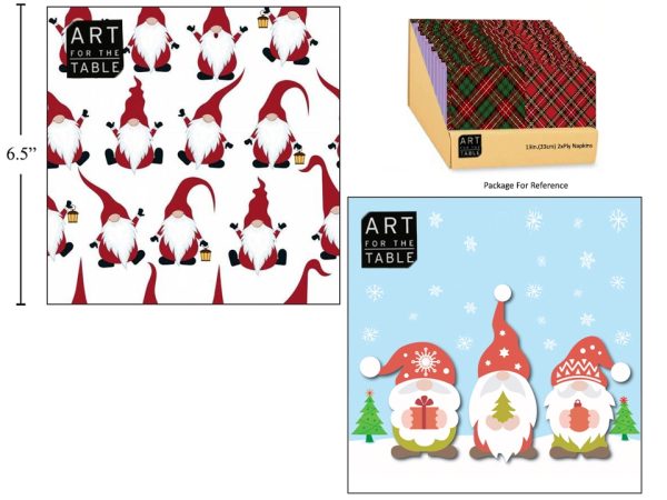 Christmas Luncheon Napkins – Gnomes ~ 13″ x 13″ – 16/pk