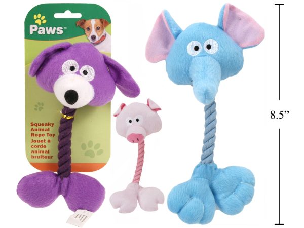 PAWS Squeaky Animal Rope Toy ~ 8.5″L