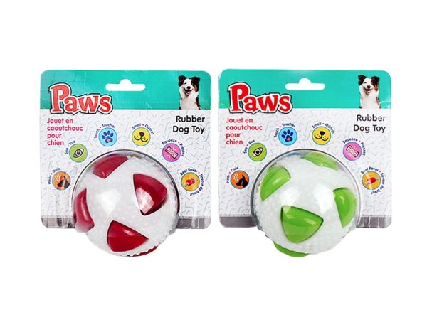 PAWS Sensory Rubber Ball Dog Toy ~ 3″ Diameter