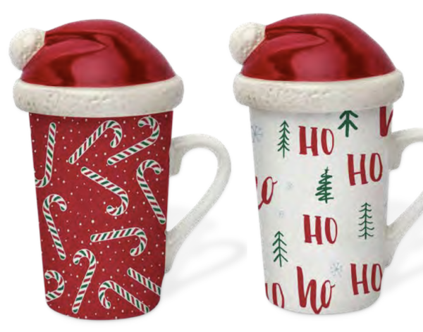 Christmas Festive Mugs with Shaped Lids – 14oz / 420ml