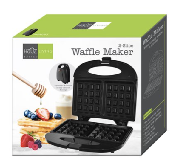 Hauz 2-Slice Nonstick Waffle Maker ~ Black