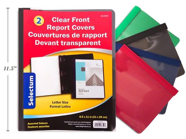 Selectum 3 Prong Clear Front Report Covers  ~ 2 per pack