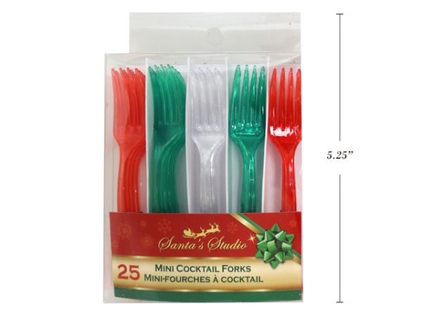 Christmas Plastic Mini Cocktail Forks ~ 25 per pack
