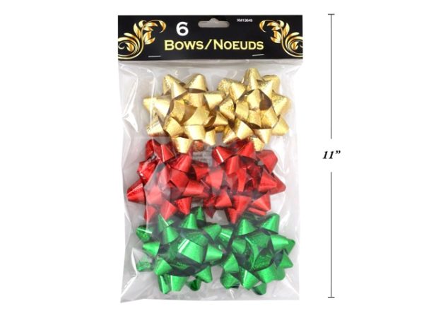 Christmas Metallic Star Bow 3.5″ ~ 6 per pack