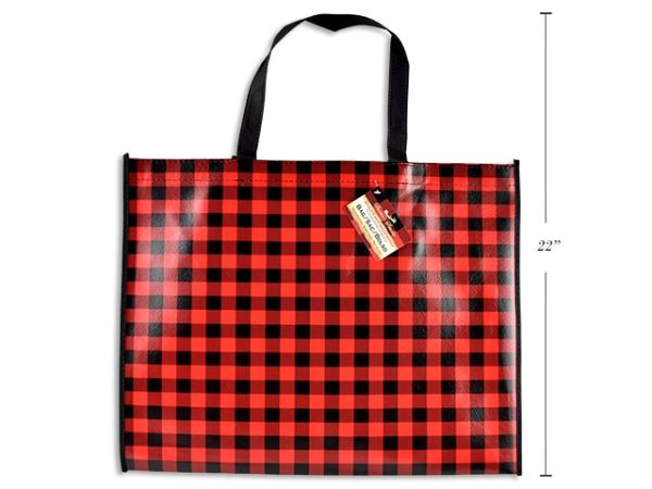 Christmas Non-Woven Coated Bag – Buffalo Plaid ~ 18-7/8″ x 14.5″