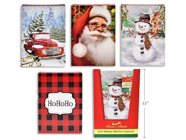 Christmas Medium Folding Gift Box – 14-7/8″ x 9-1/2″ x 2″ ~ 3/pk