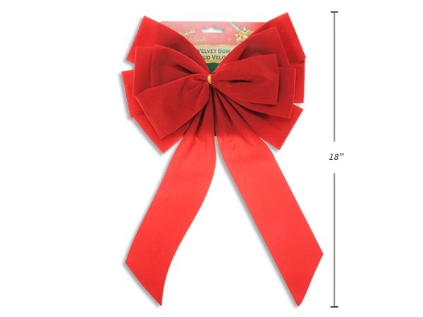 Christmas Red Velvet Bow – 12 Loops ~ 9.5″ x 17.5″L