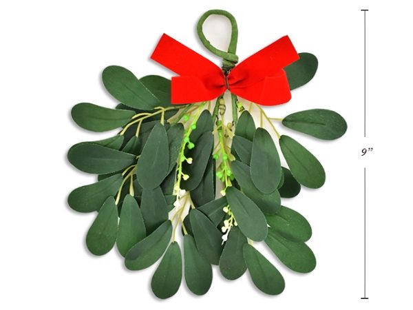 Christmas 3-Stem Hanging Mistletoe ~ 9″