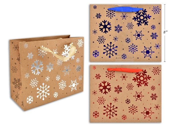 Christmas Medium Gift Bag ~ Kraft with Snowman