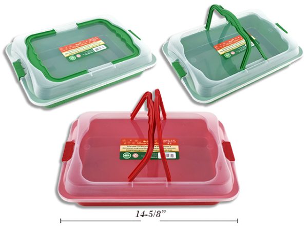 Christmas Locking Lid Food Carrier with Handle ~ 14-5/8″ x 10″ {5L}