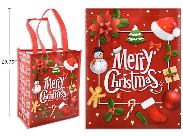 Christmas Non-Woven Coated Bag ~ 10.5″ x 12.75″ – 5.5″ Gusset