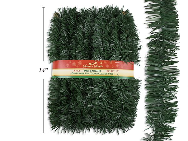Christmas Pine Garland – 4 Ply ~ 2-1/3″ x 20′